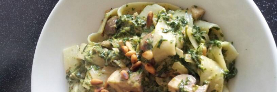Pasta met kip, spinazie, champignons en boursin (recept) | kefkef123