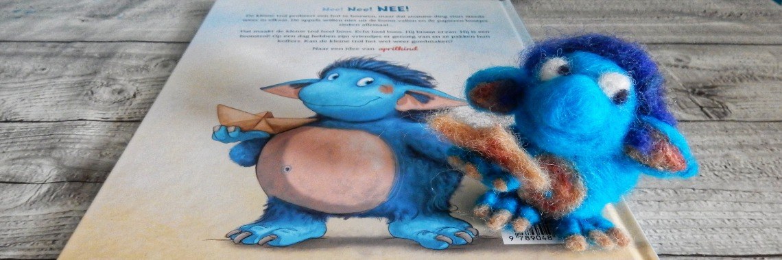 Bromtrol uit het prentenboek naald vilten en gebruiken als voorlees-knuffeltje | Mirelle - Crea met Kids