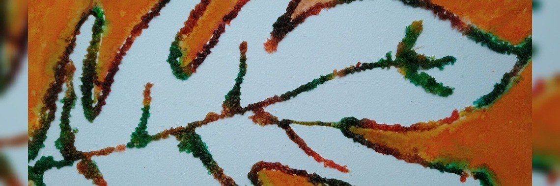 Autumn leaf with glue, salt and aquatint | Mirelle - Crea met Kids