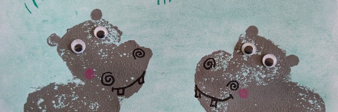 Nijlpaarden stempelen met oude sponsjes | Mirelle - Crea met Kids