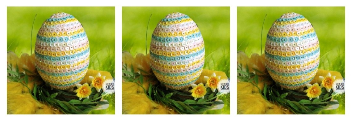 Easter egg cover with sequins and mini pins | Mirelle - Crea met Kids
