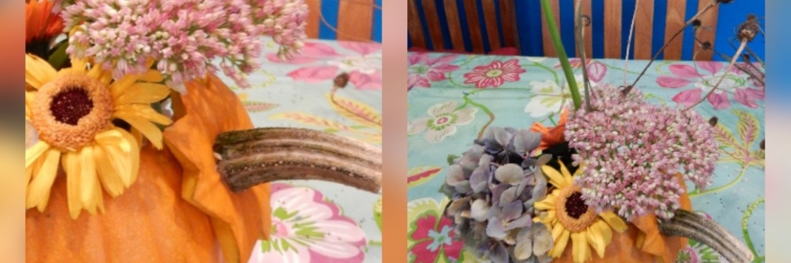 Pompoen bloemstuk maken met kinderen. | Mirelle - Crea met Kids