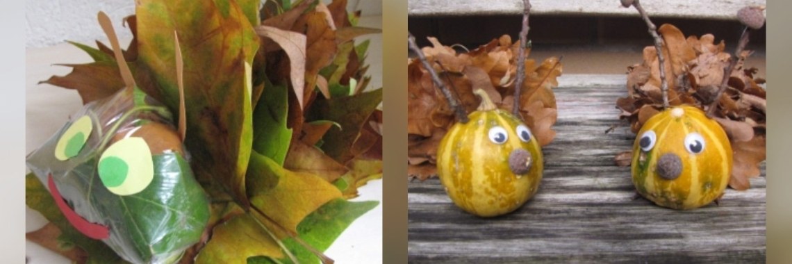 Rups maken van herfstblaadjes en  kalebas. | Mirelle - Crea met Kids