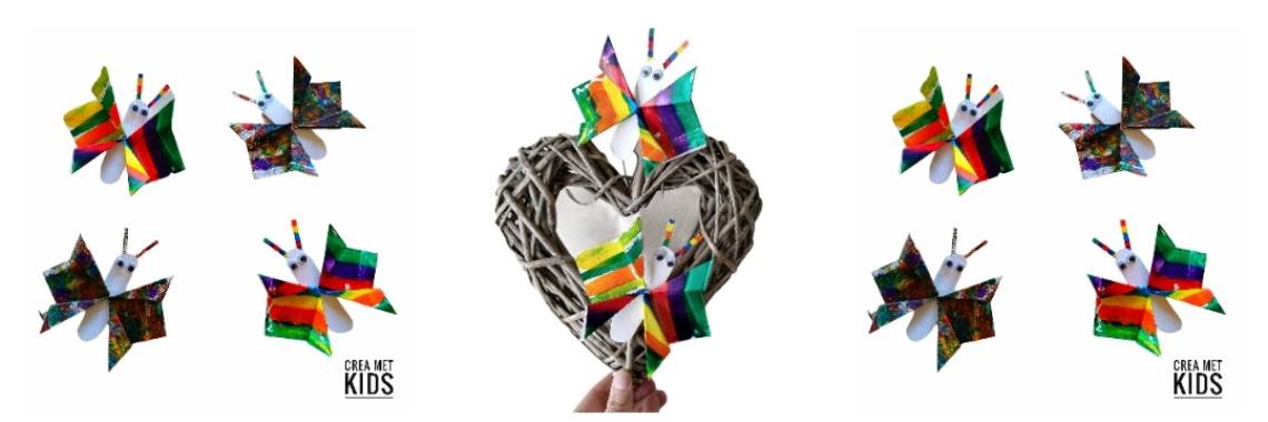 Butterfly crafting and folding with different dyeing techniques | Mirelle - Crea met Kids