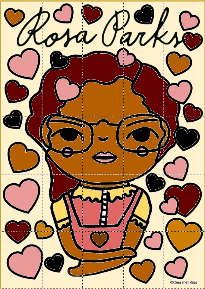 Picture book civil rights activist Rosa Parks with blockposter and mosaic  assignment - Yoors