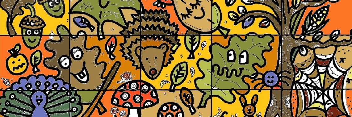 Block poster herfst - kleurplaat voor 25 personen | De Knutseljuf ✂️🇳🇱