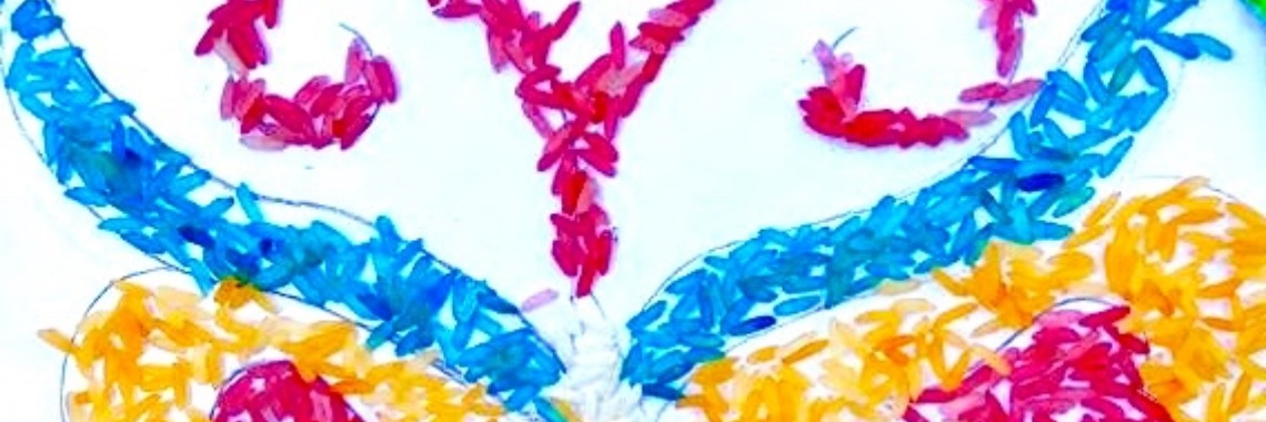 Kunst met gekleurde rijst | De Knutseljuf ✂️🇳🇱