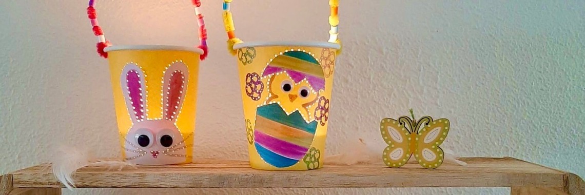 Paasdecoratie van papieren bekertjes | De Knutseljuf ✂️🇳🇱