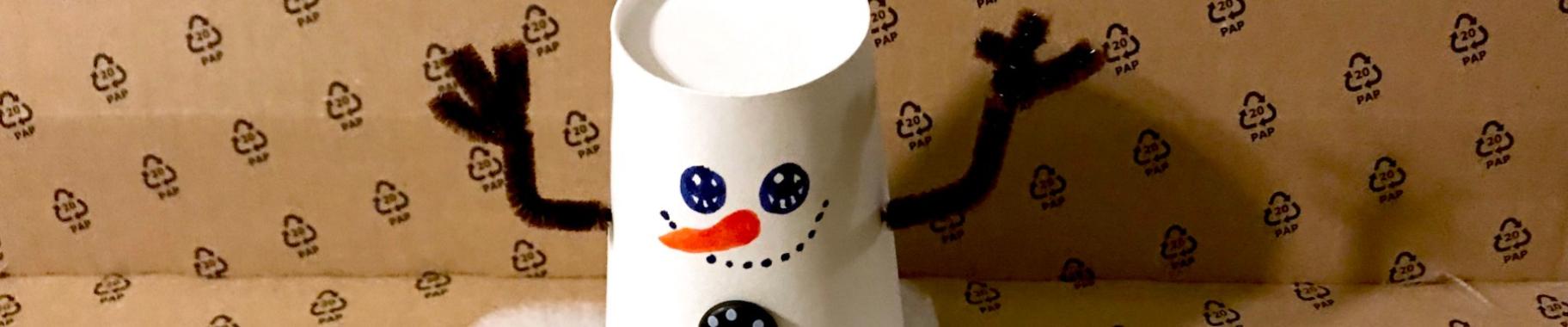 Sneeuwpop knutselen van papieren bekertje | De Knutseljuf ✂️🇳🇱