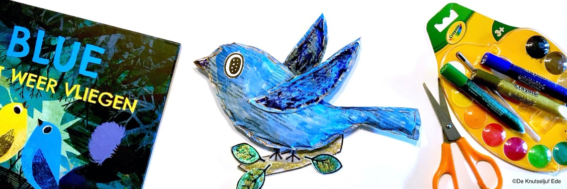 Vogel Blue knutselen met krantenpapier - met printable! | De Knutseljuf ✂️🇳🇱