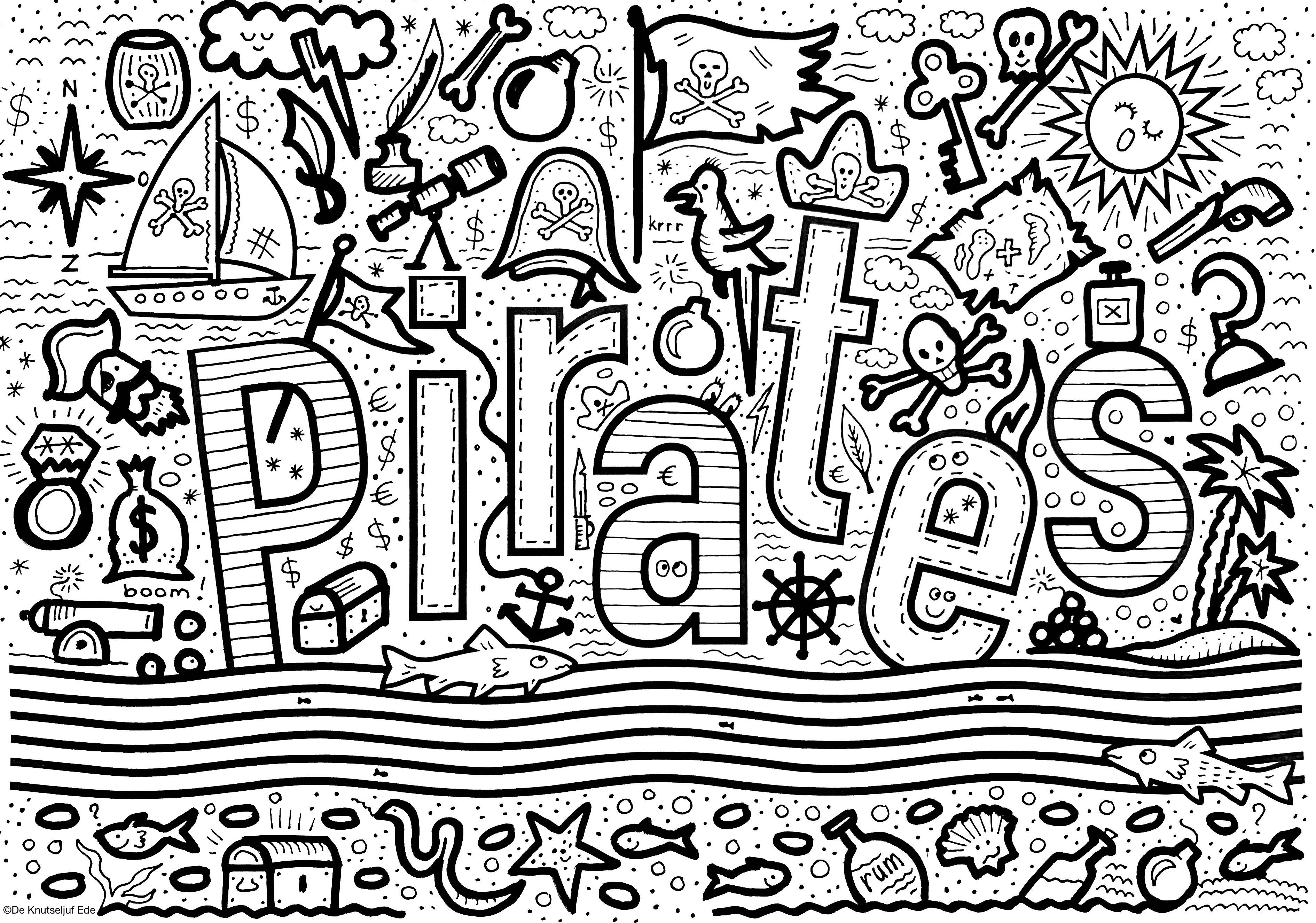 Block poster Pirates - coloring page for 25 people - Yoors