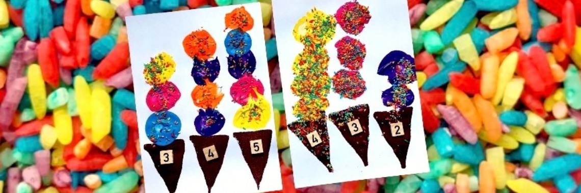 Tellen en cijfers oefenen door stempelen van bolletjes ijs | De Knutseljuf ✂️🇳🇱