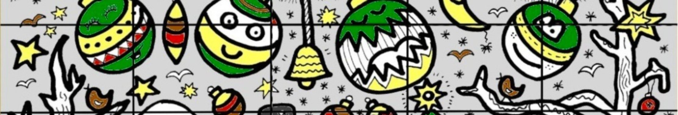 Block poster kerst met kerstballen - kleurplaat voor 25 personen | De Knutseljuf ✂️🇳🇱