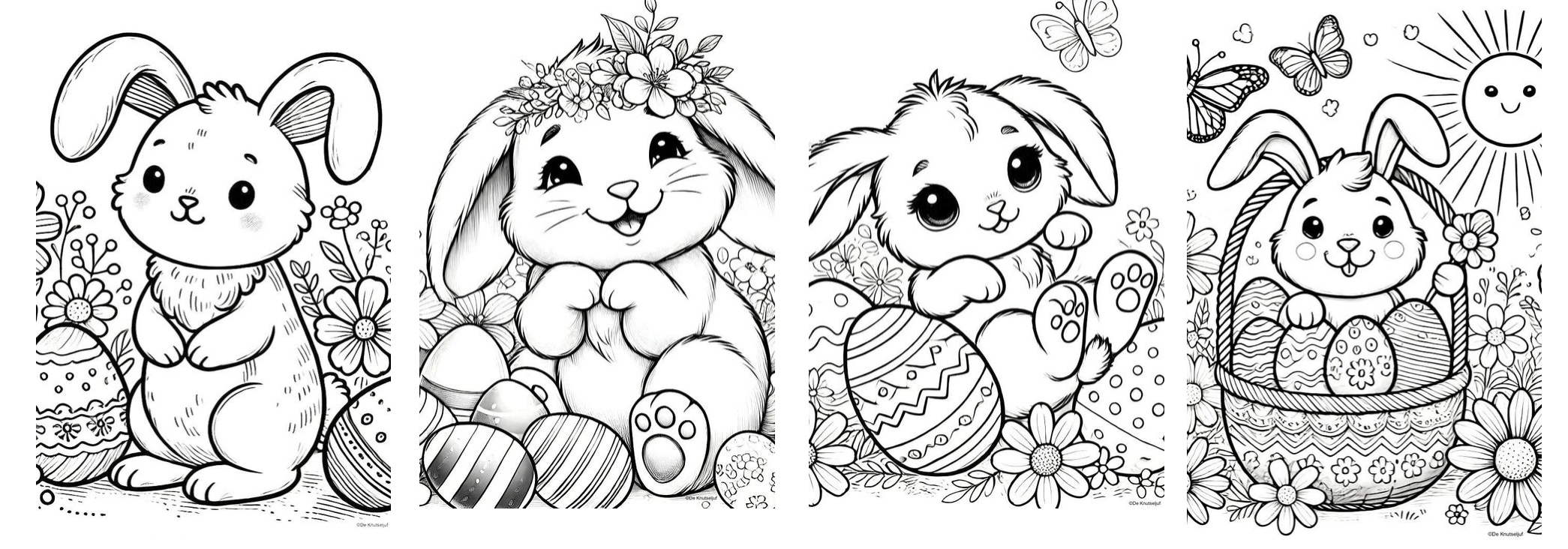 Kleurplaat kleurplaten Pasen Paashaas Paaskuiken Paasei | De Knutseljuf ✂️🇳🇱