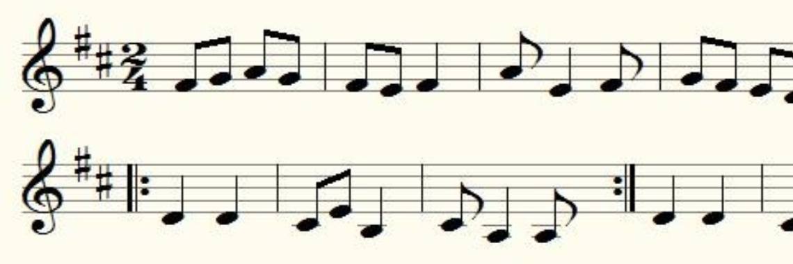 How was the size developed in music notation? | Muziek