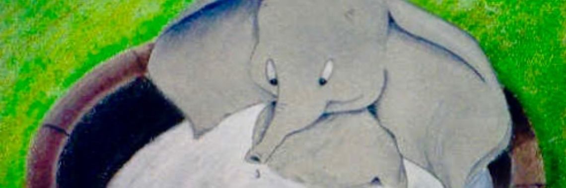 Dombo het vliegende olifantje in pastelkrijt | Nol K.