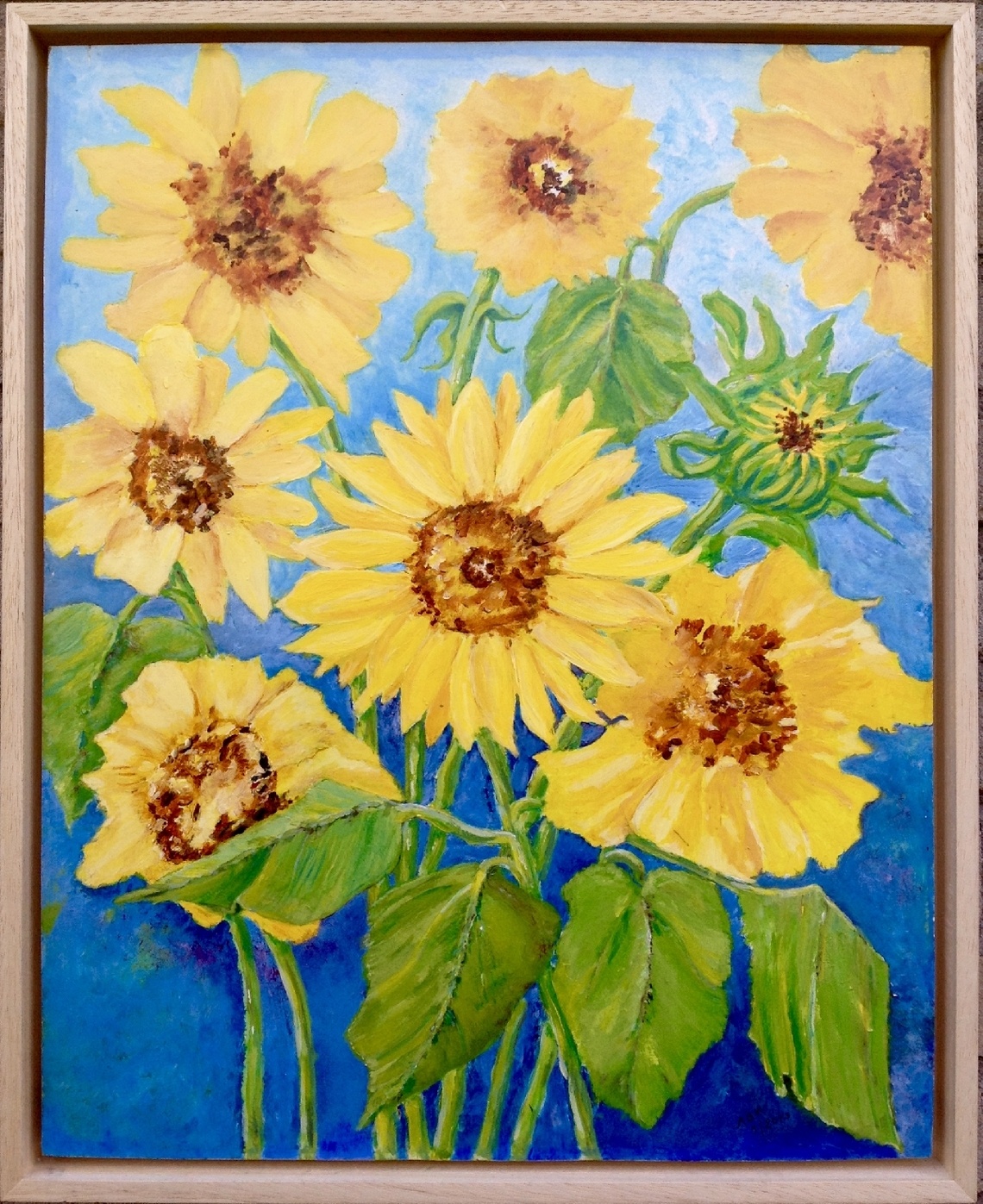Pigment Avonturier Getand Bloeiende zonnebloemen - acryl schilderij