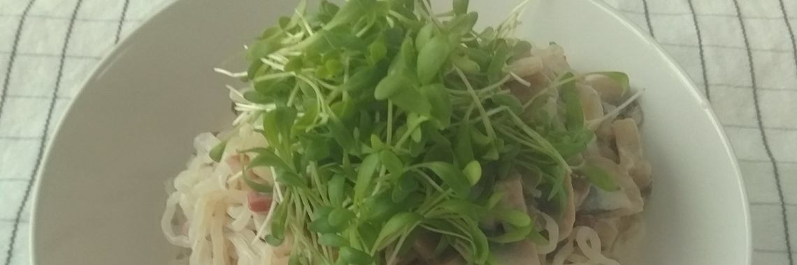 Konjac pasta met kastanje champignons, spek en blauwe kaas | Lies