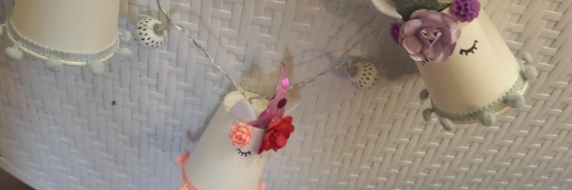 Unicorn DIY: Lichtsnoer met Unicorn lampenkapjes  | Creatief kippetje
